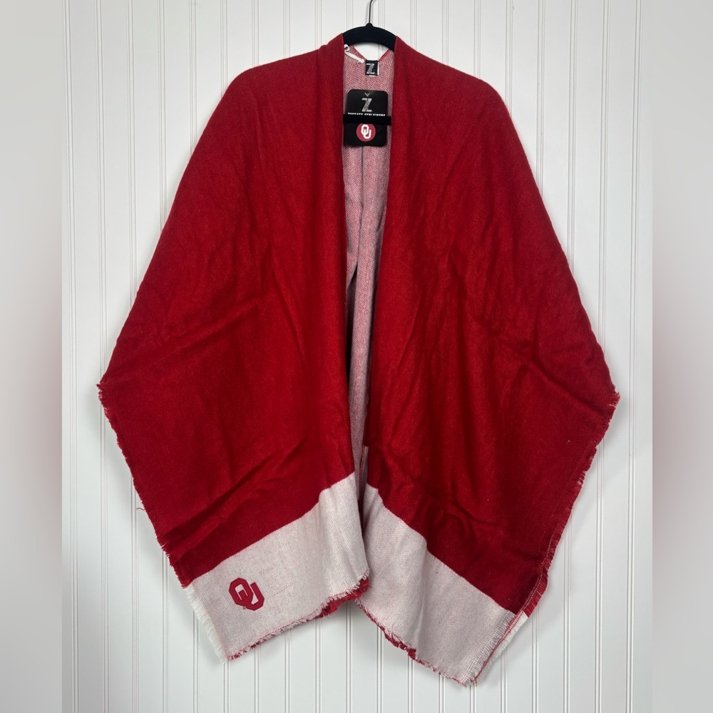 NWT Zoozatz Athleisure Red White Sideline Blanket Shawl OU Oklahoma Sooners